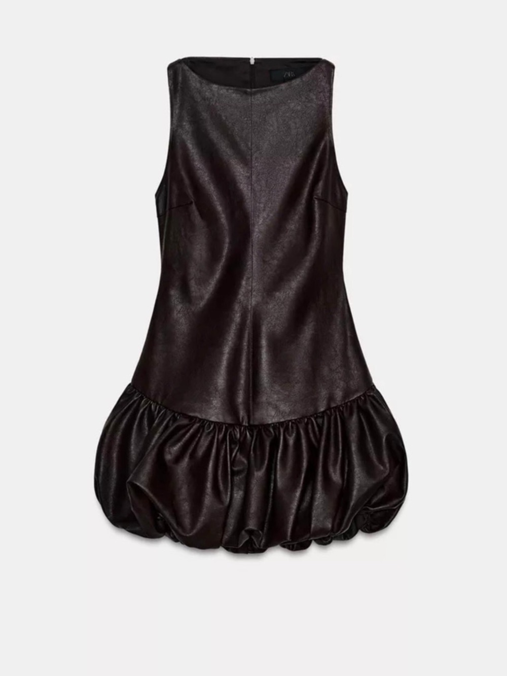 Brown Sleeveless Ruffle Hem Dress
